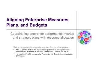 Aligning Enterprise Measures, Plans, and Budgets