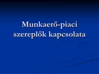 Munka erő-piaci szereplők kapcsolata