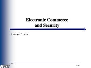 Electronic Commerce and Security
