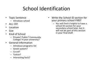 School Identification