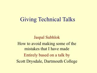 Giving Technical Talks