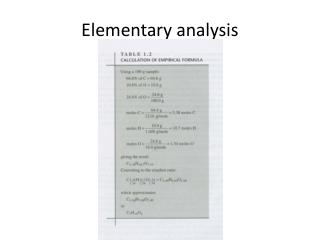 Elementary analysis