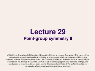 Lecture 29 Point-group symmetry II