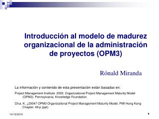 Introducción al modelo de madurez organizacional de la administración de proyectos (OPM3)