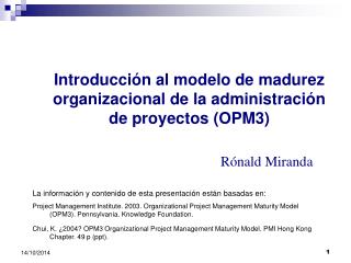 PPT - Introducción al modelo de madurez organizacional de la administración  de proyectos (OPM3) PowerPoint Presentation - ID:5525027