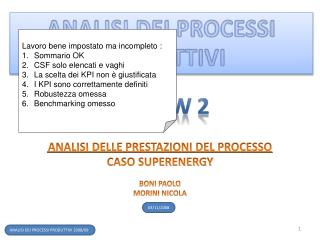 ANALISI DEI PROCESSI PRODUTTIVI 2008/09