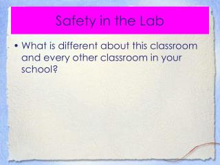 Safety in the Lab