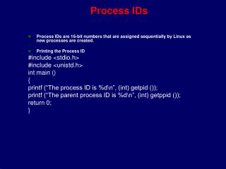 Process IDs