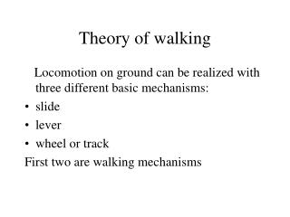 Theory of walking