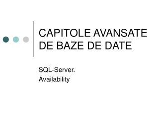 CAPITOLE AVANSATE DE BAZE DE DATE