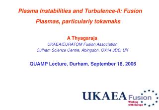 Plasma Instabilities and Turbulence-II: Fusion Plasmas, particularly tokamaks