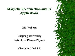 Magnetic Reconnection and its Applications