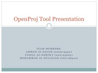 OpenProj Tool Presentation