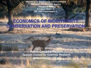 Workshop on Biodiversity and Economics European Environment Agency October 5, 2006