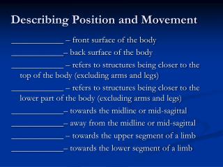 Describing Position and Movement