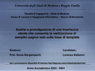 Università degli Studi di Modena e Reggio Emilia