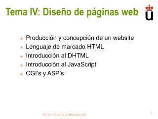 Tema IV: Diseño de páginas web