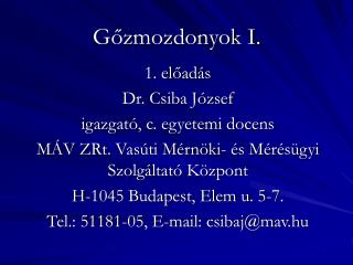 Gőzmozdonyok I.