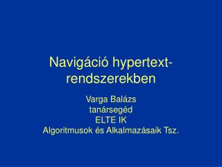 Navigáció hypertext- rendszerekben