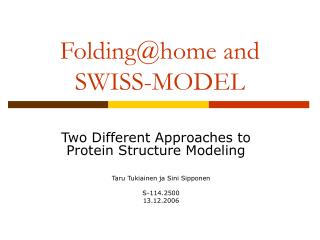 Folding@home and SWISS-MODEL