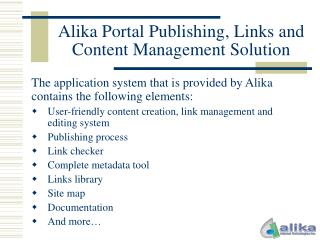 Alika Portal Publishing, Links and Content Management Solution