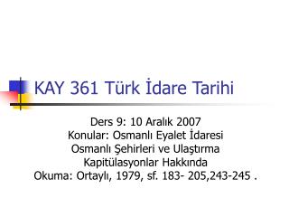 KAY 361 Türk İdare Tarihi