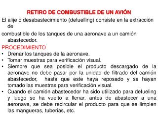 RETIRO DE COMBUSTIBLE DE UN AVIÓN