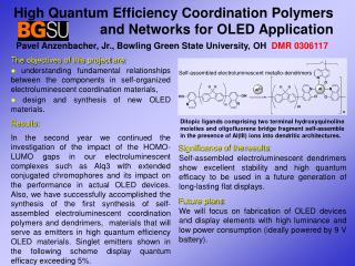 High Quantum Efficiency Coordination Polymers and Networks for OLED Application