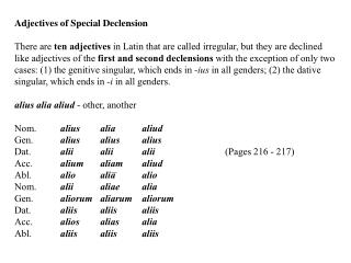 Adjectives of Special Declension