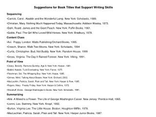 Suggestions for Book Titles that Support Writing Skills