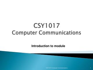 CSY1017 Computer Communications