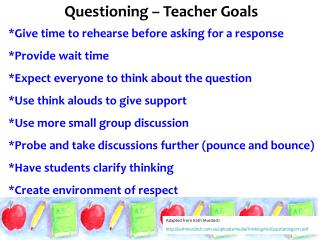 Questioning – Teacher Goals