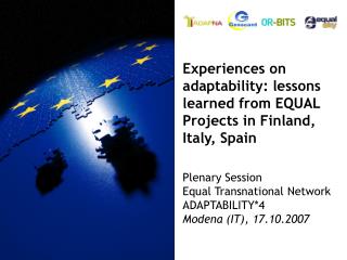 Experiences on adaptability: lessons learned from EQUAL Projects in Finland, Italy, Spain