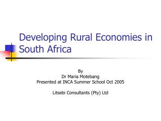 Developing Rural Economies in South Africa