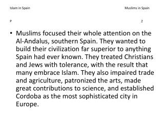 Islam in Spain						Muslims in Spain P								2