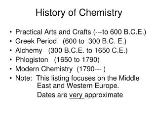 History of Chemistry