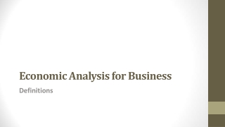 Economic Analysis for Business