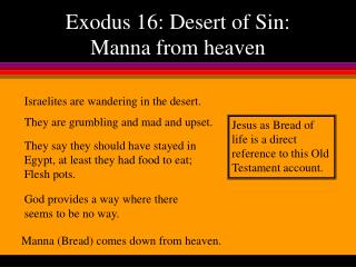 Exodus 16: Desert of Sin: Manna from heaven