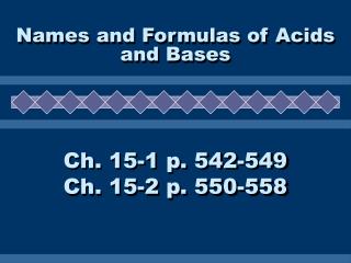 Names and Formulas of Acids and Bases