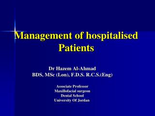 Management of h ospitalised Patients