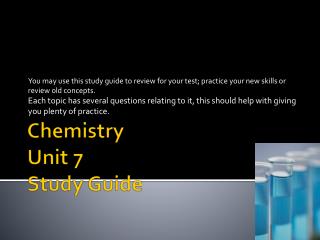 Chemistry Unit 7 Study Guide