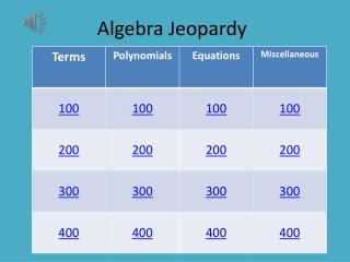 Algebra Jeopardy