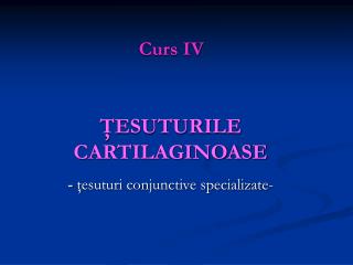 ŢESUTURILE CARTILAGINOASE - ţesuturi conjunctive specializate -