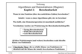 Vorlesung Algorithmen und Datenstrukturen (Magister) Kapitel 2: Berechenbarkeit