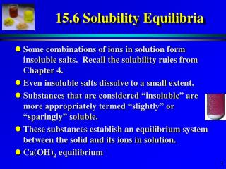 15.6 Solubility Equilibria