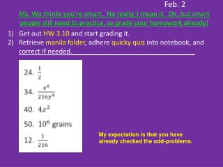 Get out HW 3.10 and start grading it.