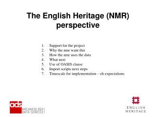 The English Heritage (NMR) perspective