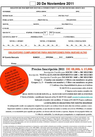 A las 09,15h Sorteo durante La teórica de un fin de Semana Totalmente Gratis.