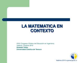 LA MATEMATICA EN CONTEXTO