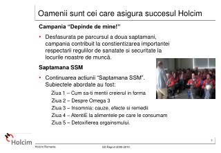 Oamenii sunt cei care asigura succesul Holcim